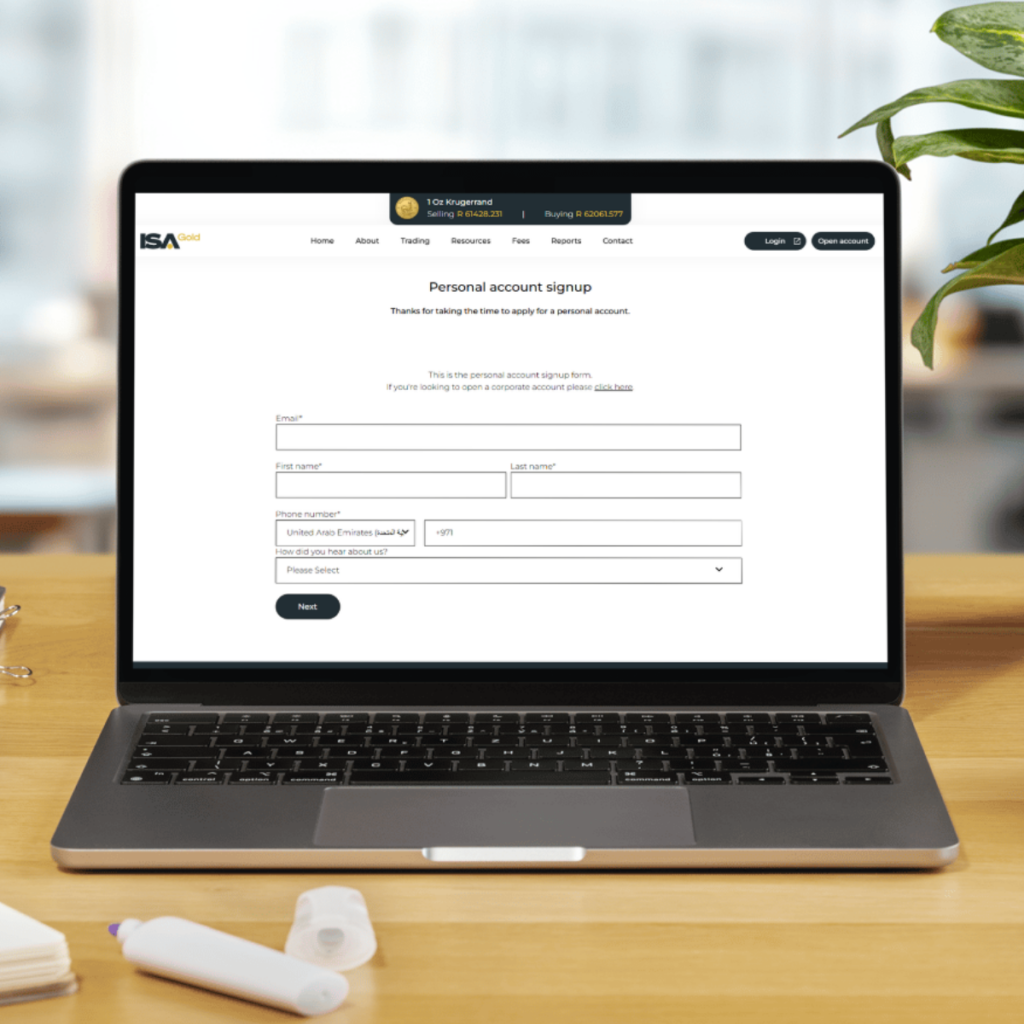 ISA Gold’s dashboard for tracking gold holdings and managing limit orders