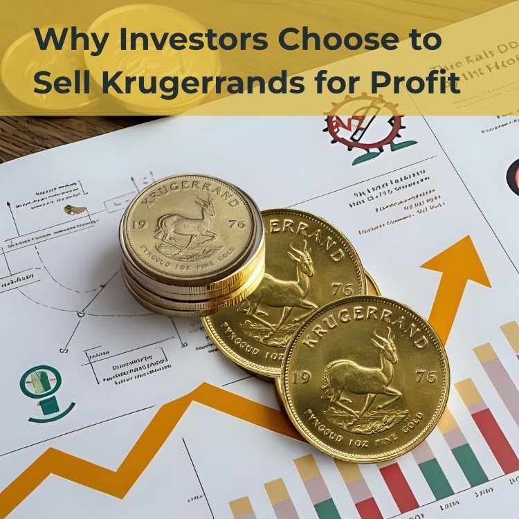 Image illustrating why investors sell Krugerrands for Profit, highlighting gold as a hedge against inflation and instability.