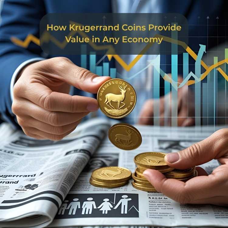 Hands exchanging Krugerrand Coins, reflecting stability in any economy