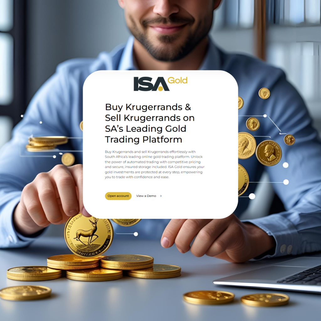Visual of a gold investor using a secure trading app, symbolising confidence in how to buy Krugerrands online