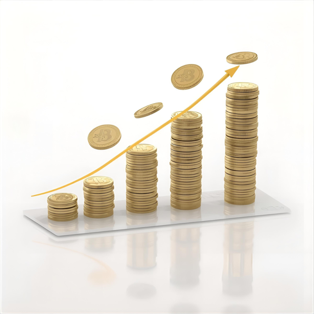 Krugerrand coins rising in value while the South African rand weakens, showing gold as protection against inflation.