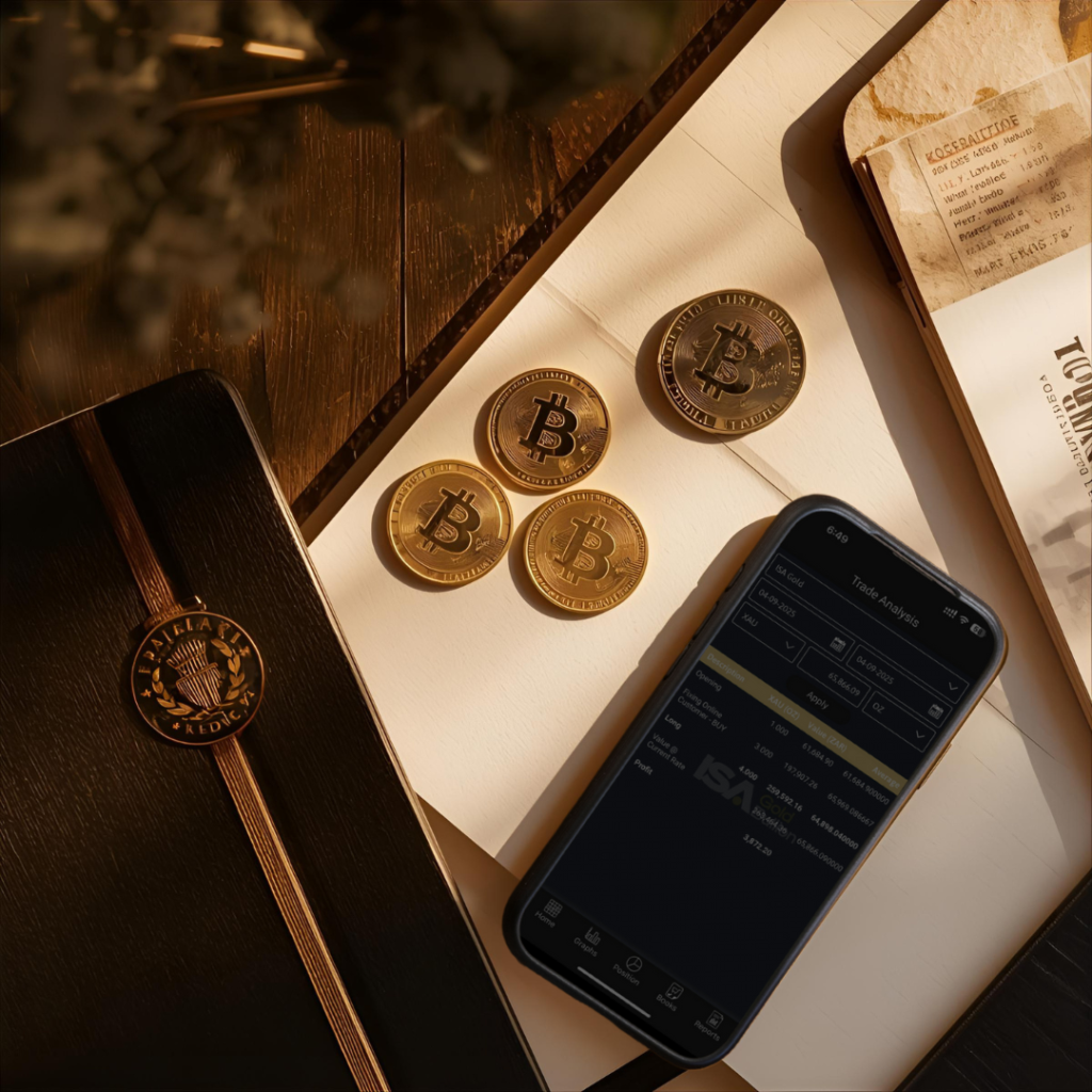 Visual summary of Krugerrand trading strategies including technical and fundamental analysis with gold coins and charts.