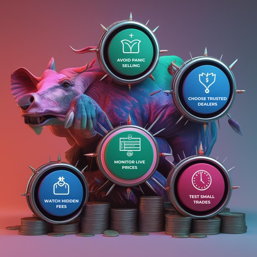 Precautions to take when selling Gold Krugerrands in a market dip.