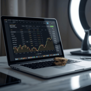 Krugerrand coin next to laptop showing ISA Gold platform, illustrating trading made easy