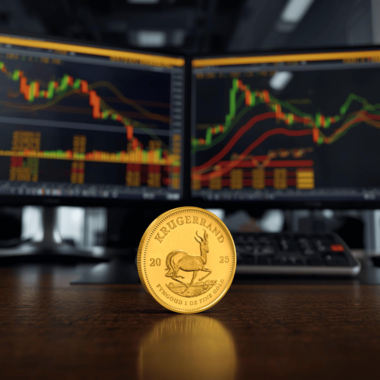 Trader monitoring currency movements and live gold trading data influencing krugerrand worth today.
