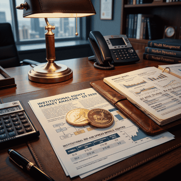 Financial workspace evaluating dealer bid ask spreads and intrinsic melt gold krugerrand value